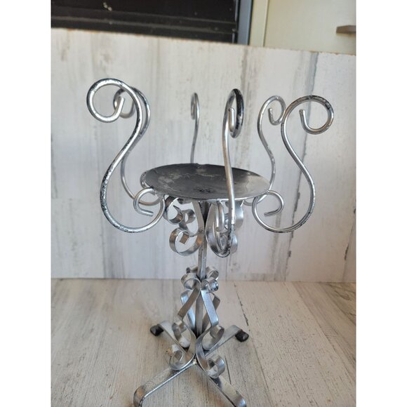 Metal silver swirl candle holder Halloween home decor figure - Picture 10 of 11